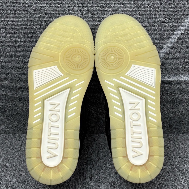 二手 LV 路易威登 黑色皮面老花厚底trainer板鞋  41碼-4