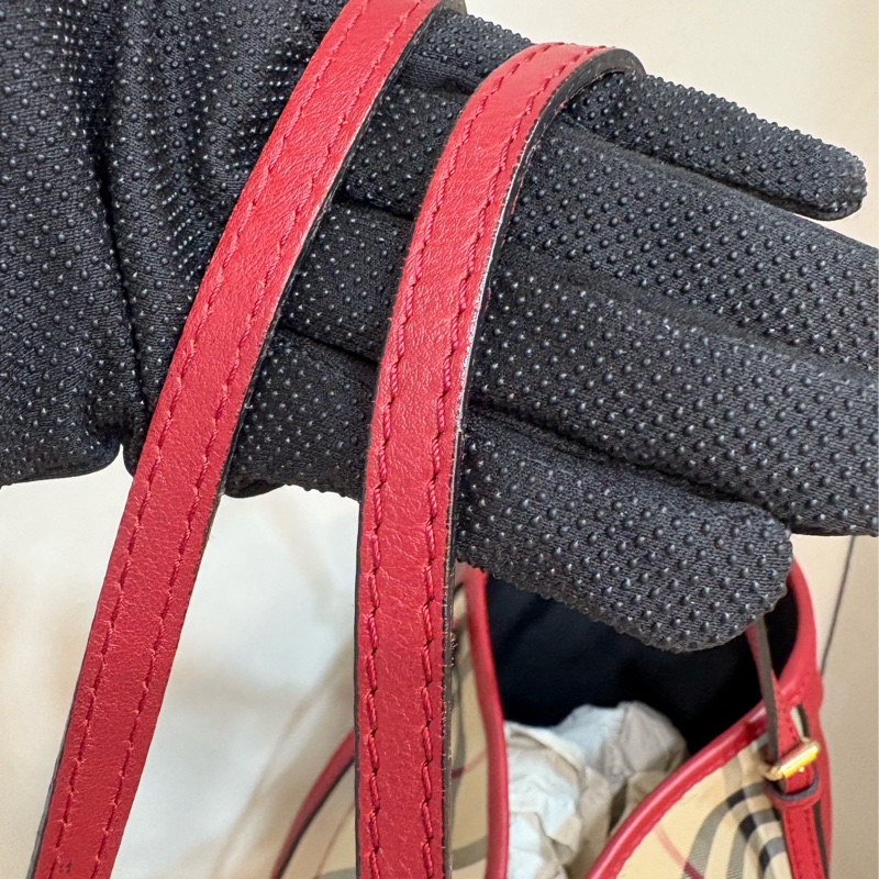 Burberry 經典托特包 肩背包 -戰馬格紋織布 拼接皮革-2