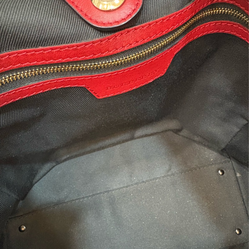 Burberry 經典托特包 肩背包 -戰馬格紋織布 拼接皮革-4