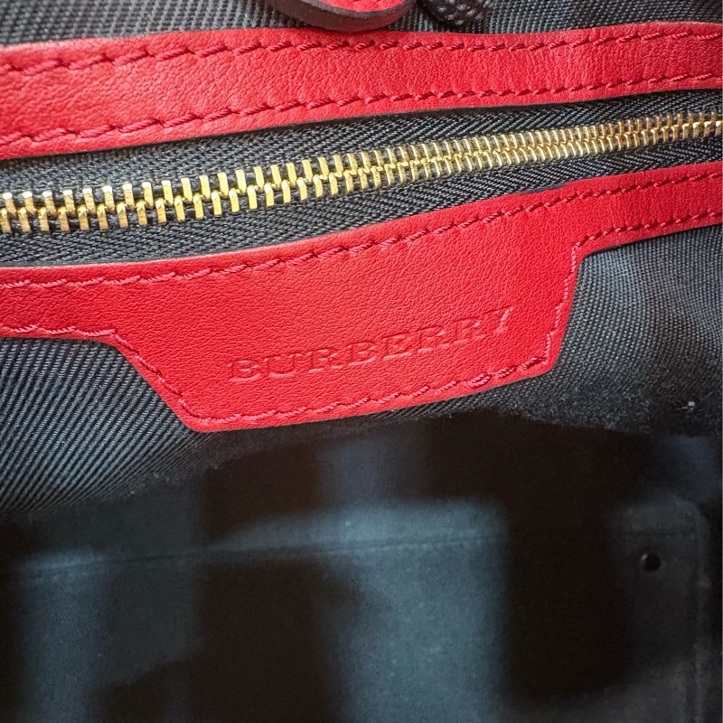 Burberry 經典托特包 肩背包 -戰馬格紋織布 拼接皮革-8