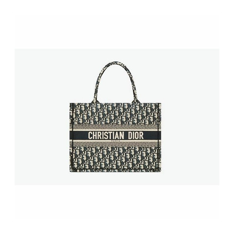 DIOR 中型書包手提袋 米白色和藍色刺繡 M1296ZRIW_M828