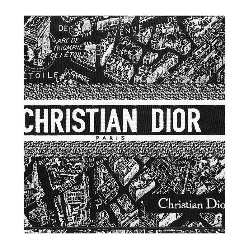 DIOR 中型黑白刺繡書包 M1296ZOMP_M46I-11