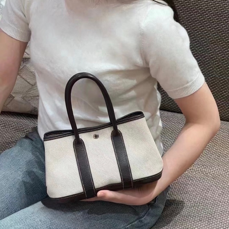 「JL精品代購」9新 Hermes 愛馬仕 Garden Party Neo 23 黑白熊貓 Mini花園 帆布-1