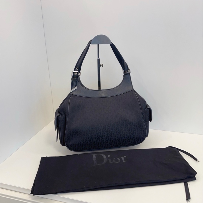 ✨Dior vintage 黑銀暗紋punk 多口袋機車托特包 超級酷🖤-6