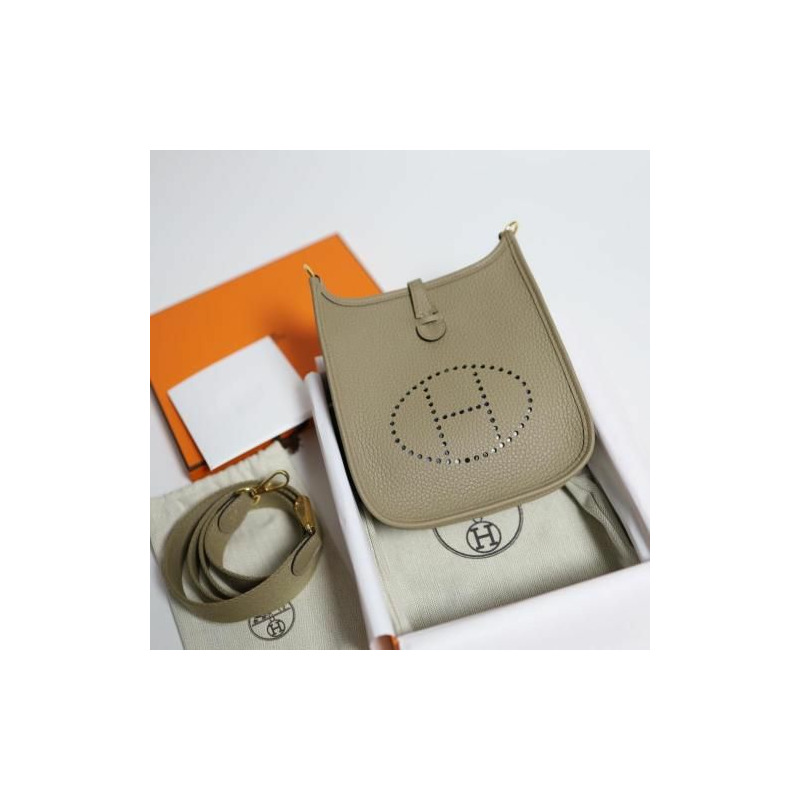 HERMES Mini Evelyne TPM 2024 米色 Marfa 金色五金印章-7