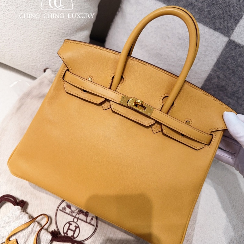 🌈Hermes🧡Birkin 25🧡2S芝麻色金扣🌟98.5新🌟Swift皮🌟有盒🧡愛馬仕🌟-0