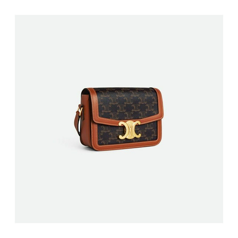 CELINE Trianon 帆布小牛皮 棕褐色-1