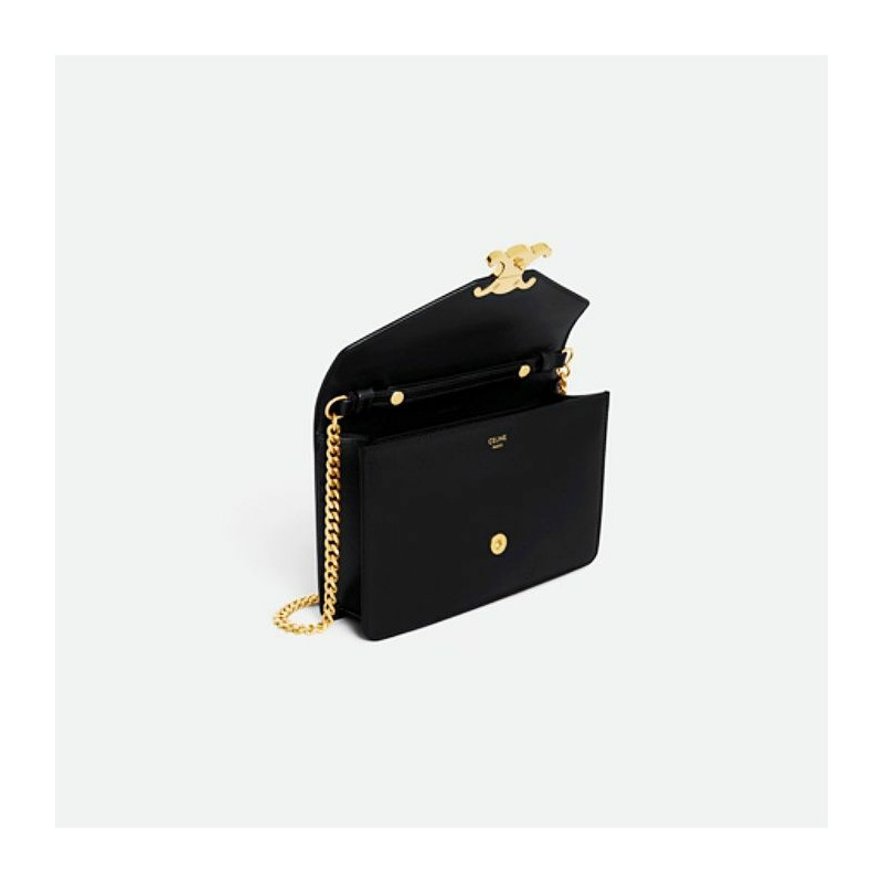 CELINE Margo 鏈條錢包 亮面小牛皮 黑色 10L033DPV38NO-7