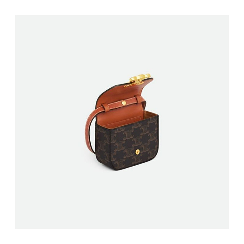 CELINE Triomphe帆布小牛皮棕褐色 10I512DQB04LU-2