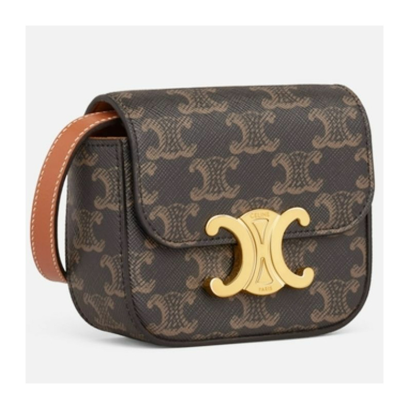 CELINE Triomphe帆布小牛皮棕褐色 10I512DQB04LU-5