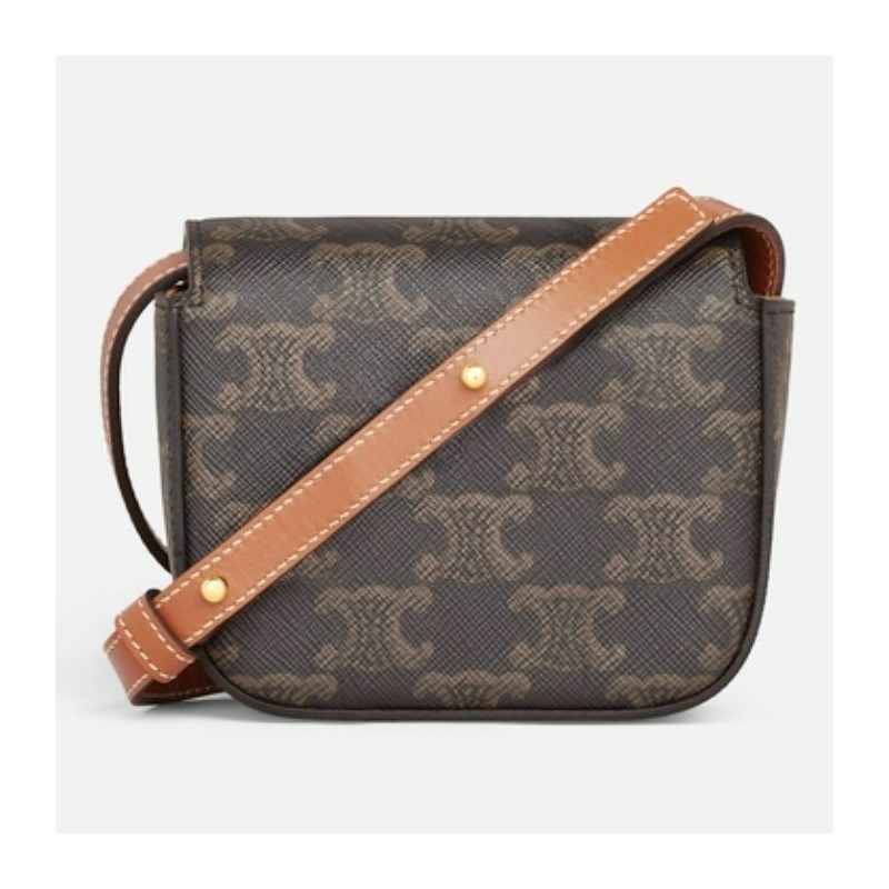 CELINE Triomphe帆布小牛皮棕褐色 10I512DQB04LU-7