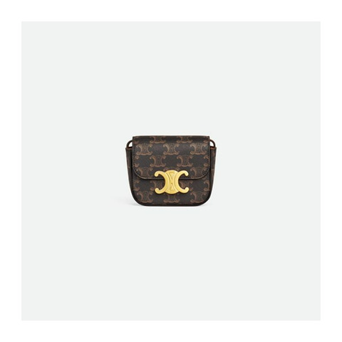CELINE Triomphe帆布小牛皮棕褐色 10I512DQB04LU