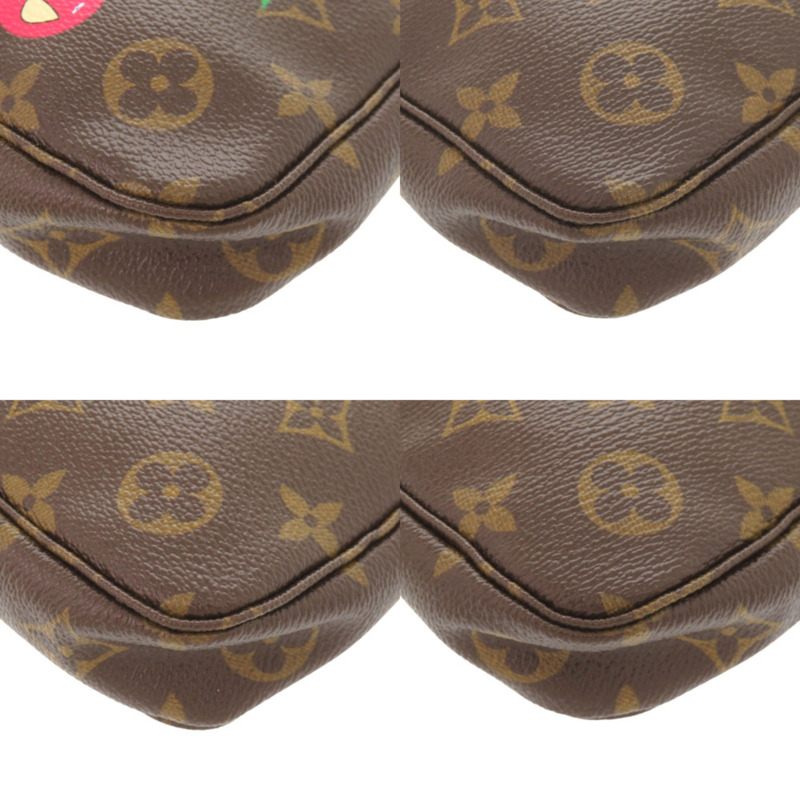 近全新 Louis Vuitton x Takashi Murakami Pochette Accessoires Monogram Cherry M95008 棕色手拿包 LV 1481-3