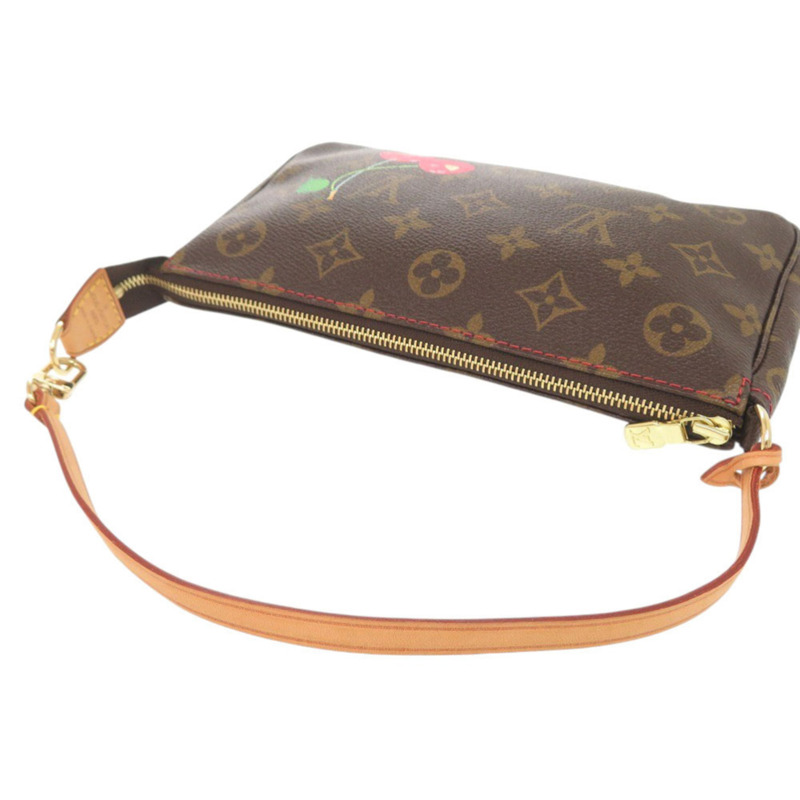 近全新 Louis Vuitton x Takashi Murakami Pochette Accessoires Monogram Cherry M95008 棕色手拿包 LV 1481-4