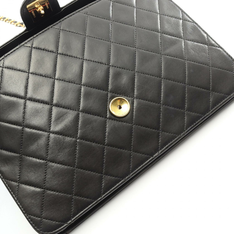 香奈兒 (CHANEL) Matelasse 羊皮單肩包，黑色，二手，女士款-6