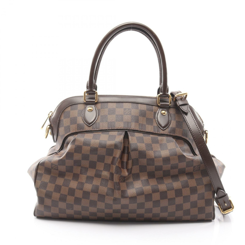 路易威登 Trevi GM Damier Ebene 手提包 N51998 PVC塗層帆布皮革棕色二手女士-0