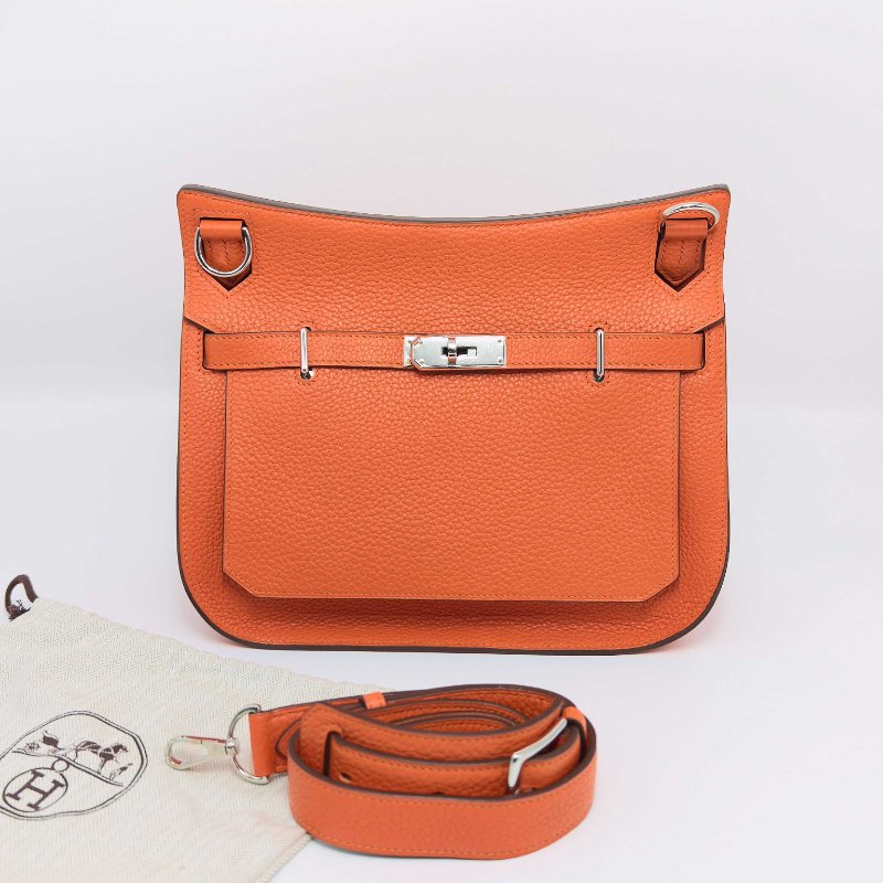 HERMES 橙色銀扣吉普賽28肩背斜背包 8*22*12 98新配件塵袋-1