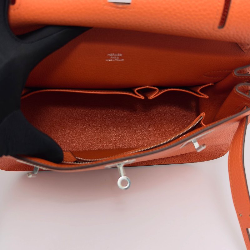 HERMES 橙色銀扣吉普賽28肩背斜背包 8*22*12 98新配件塵袋-5