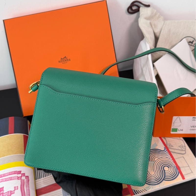 Hermes Roulis mini U4 絲絨綠 豬鼻子-3