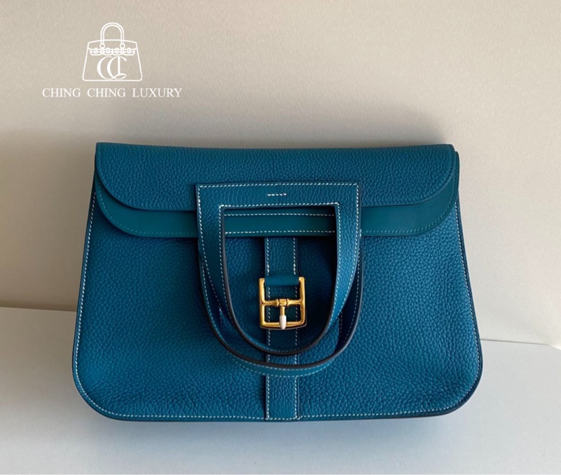 🌈Hermes💚Halzan 31💚W0海峽綠金扣🌈全新未使用🌈TC皮🌟愛馬仕🌟-0
