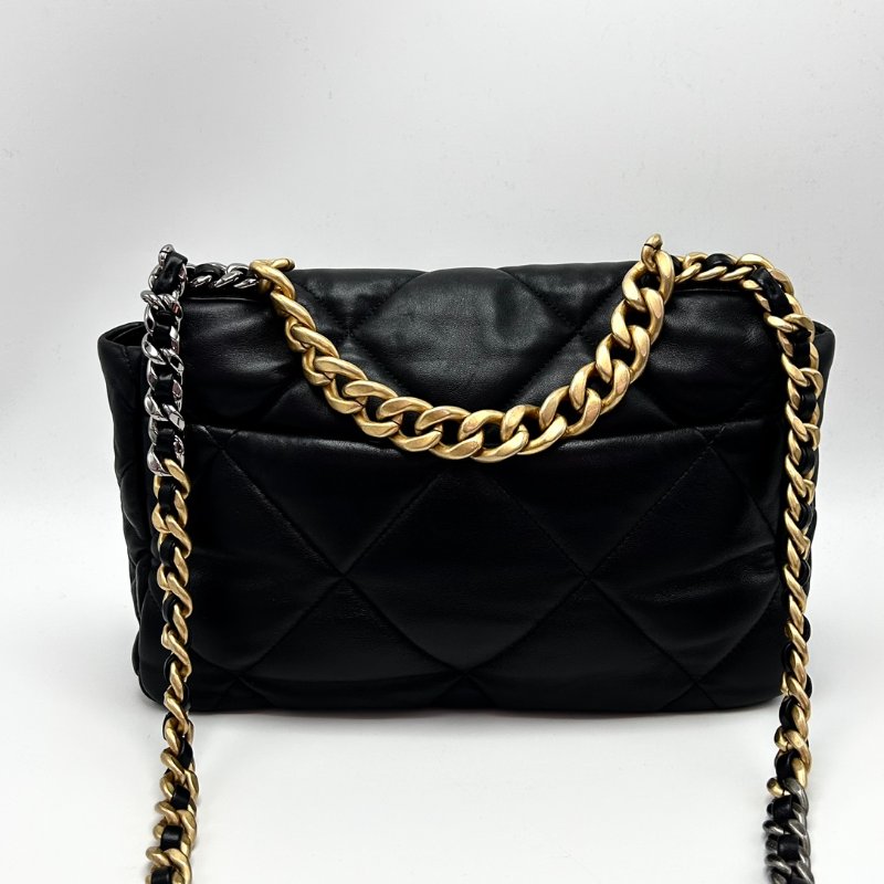 CHANEL 黑金19bag中號肩背斜背鏈條包 30*20*9 99新配件塵袋-6