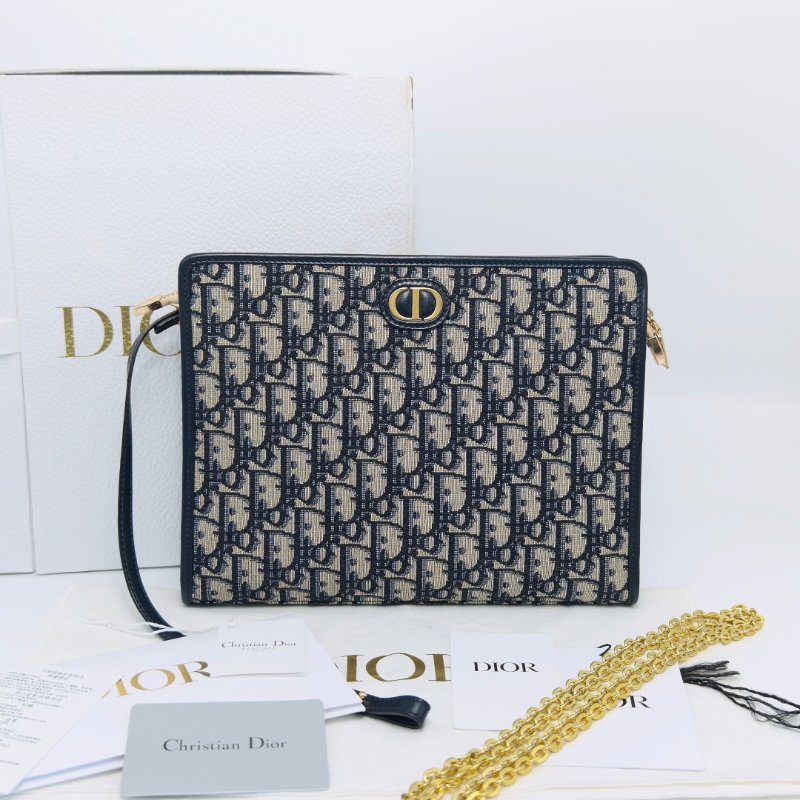 DIOR 蒙田30經典老花刺繡手拿包25. 5*19. 5*6.5 98新配件盒子塵袋吊牌-1