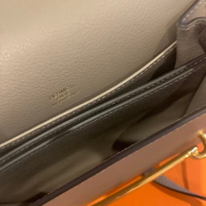 🌈Hermes🧡Mini Roulis 19🧡大象灰金扣🌈99新🌟Evercolor皮🌟愛馬仕🌟-1