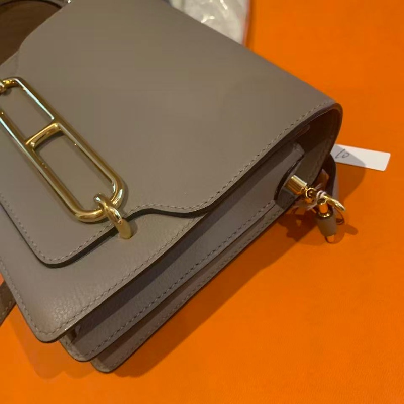 🌈Hermes🧡Mini Roulis 19🧡大象灰金扣🌈99新🌟Evercolor皮🌟愛馬仕🌟-3