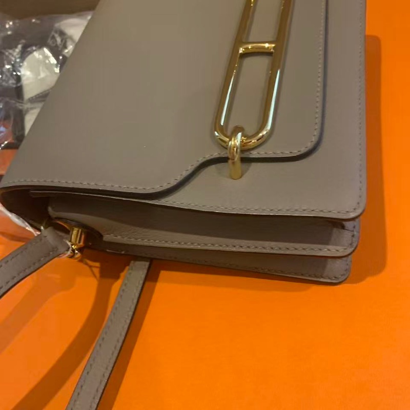 🌈Hermes🧡Mini Roulis 19🧡大象灰金扣🌈99新🌟Evercolor皮🌟愛馬仕🌟-4