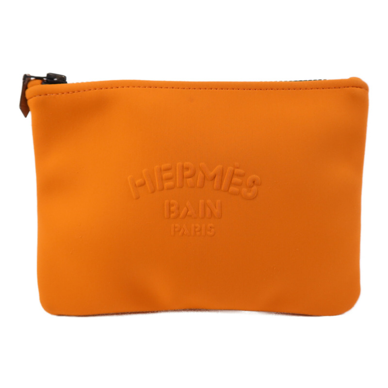 HERMES 尼龍Neobain手拿包Neo Orange-0