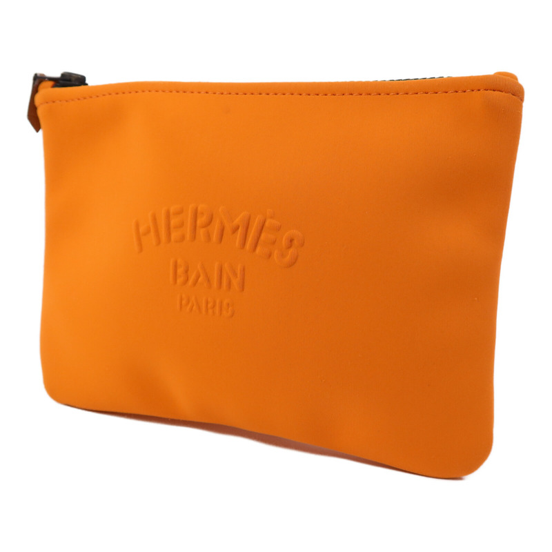 HERMES 尼龍Neobain手拿包Neo Orange-1