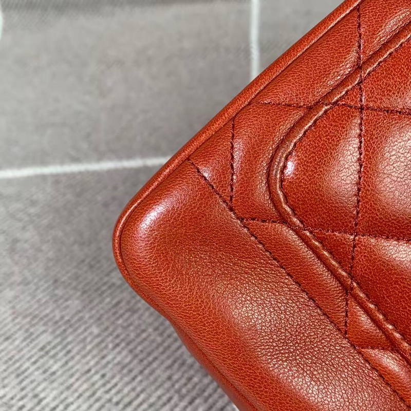 二手Chanel香奈兒cf戴妃鏈條包紅色羊皮金扣，鐳射20開-11