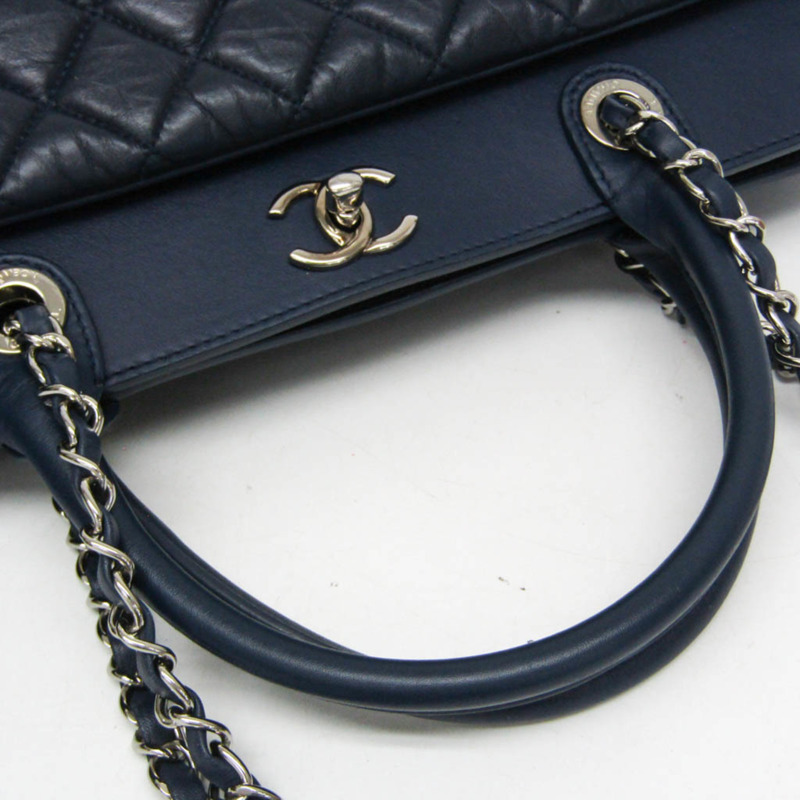 香奈兒 Matelasse Portobello 手提包 女士真皮單肩包，海軍藍-10