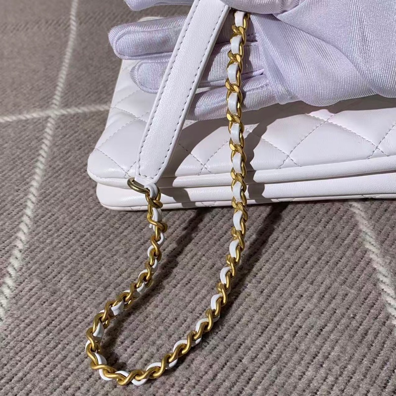 24cChanel香奈兒大logo托特包白色羊皮芯片款-5