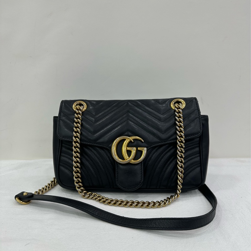 古馳/GUCCI GG Marmont 馬蒙22 舊 黑標022 底長25cm-0