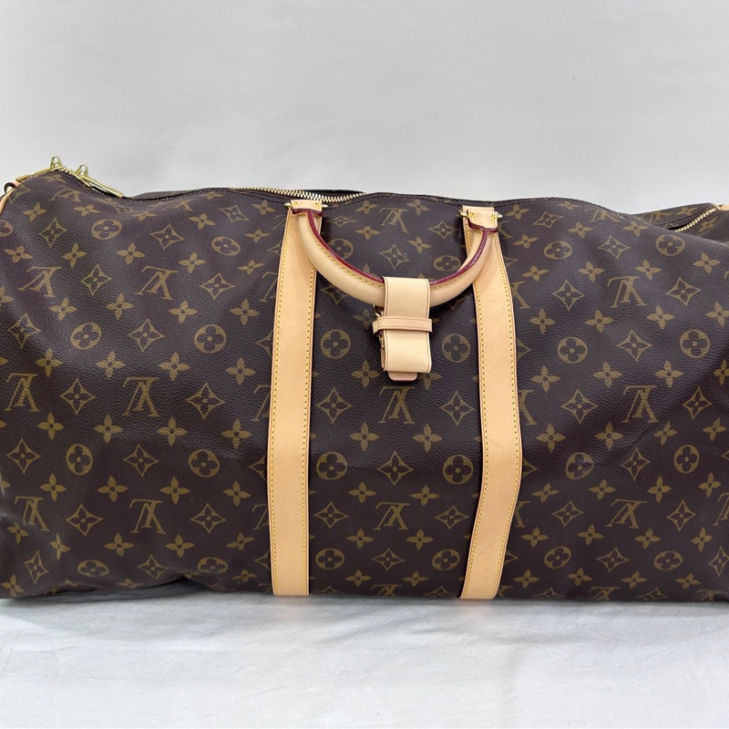 LV路易威登Keepall 55老花旅行袋，經典棕色配色，金色五金，16年標，閒置-1