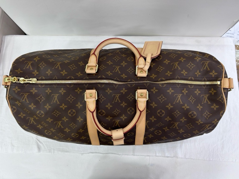 LV路易威登Keepall 55老花旅行袋，經典棕色配色，金色五金，16年標，閒置-3