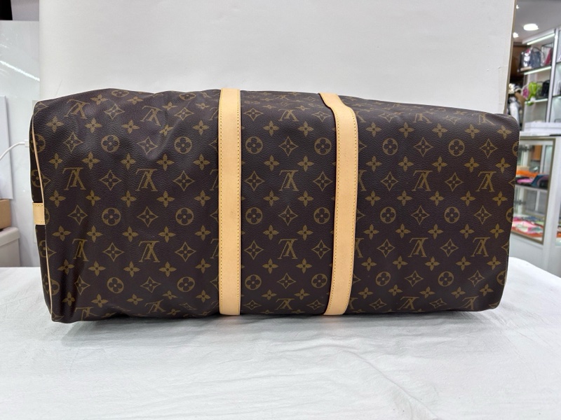 LV路易威登Keepall 55老花旅行袋，經典棕色配色，金色五金，16年標，閒置-5