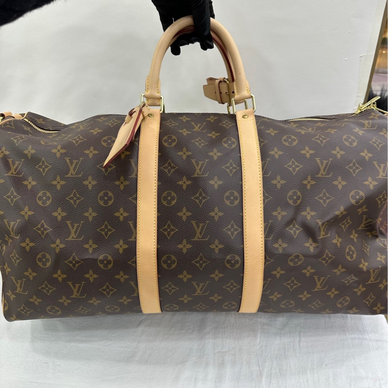 LV路易威登Keepall 55老花旅行袋，經典棕色配色，金色五金，16年標，閒置-6