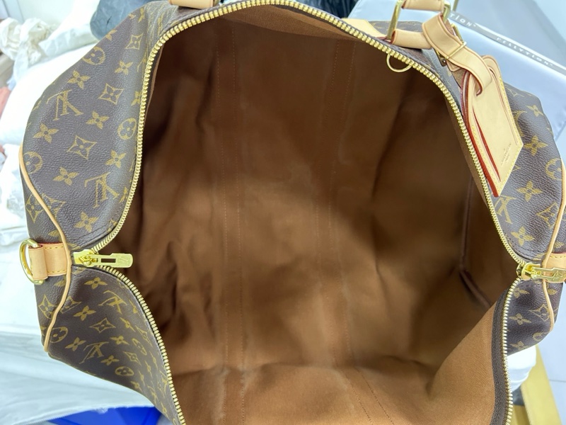 LV路易威登Keepall 55老花旅行袋，經典棕色配色，金色五金，16年標，閒置-7