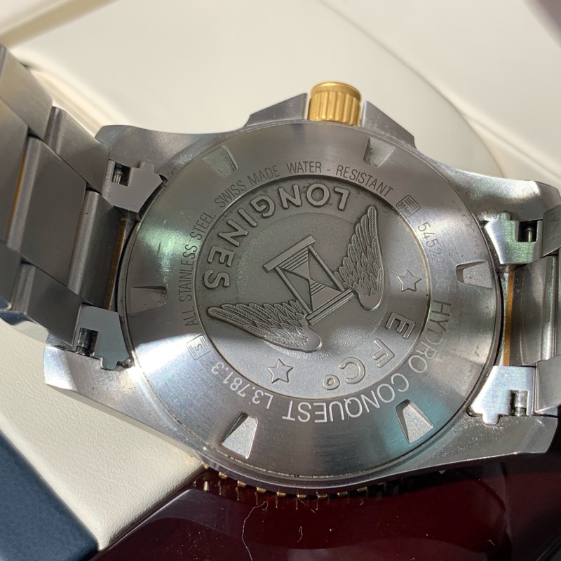 二手浪琴Longines康卡斯系列  型號:L3.781.3.56.7，自動機械機芯，表徑41毫米 精鋼間金，黑色太陽紋錶盤，陶瓷外圈，旋入式表冠，夜光刻度，日曆顯示，300米防水，72小時動力儲備，原始狀態，2025年購入-8