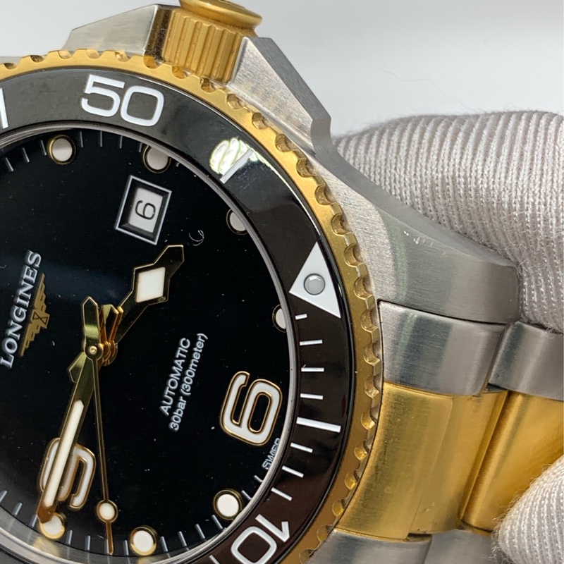 二手浪琴Longines康卡斯系列  型號:L3.781.3.56.7，自動機械機芯，表徑41毫米 精鋼間金，黑色太陽紋錶盤，陶瓷外圈，旋入式表冠，夜光刻度，日曆顯示，300米防水，72小時動力儲備，原始狀態，2025年購入-12