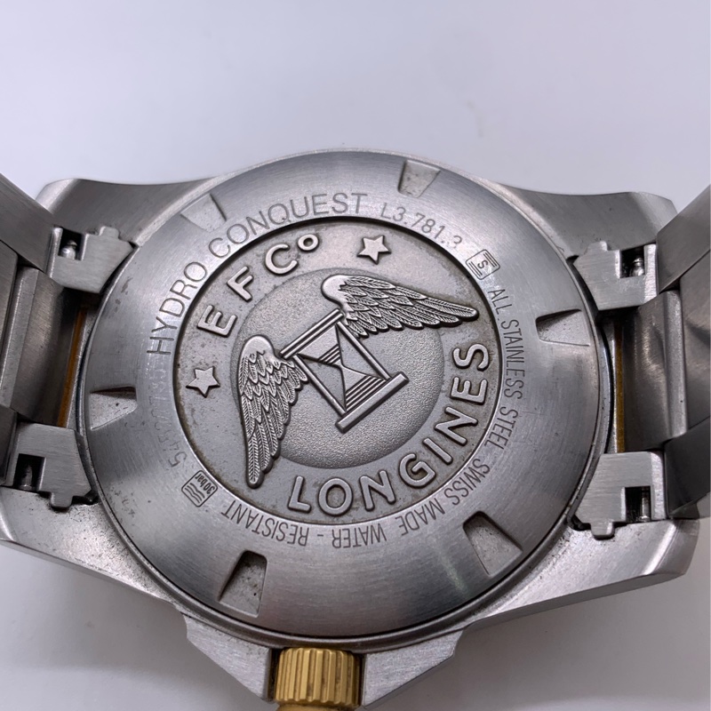 二手浪琴Longines康卡斯系列  型號:L3.781.3.56.7，自動機械機芯，表徑41毫米 精鋼間金，黑色太陽紋錶盤，陶瓷外圈，旋入式表冠，夜光刻度，日曆顯示，300米防水，72小時動力儲備，原始狀態，2025年購入-14