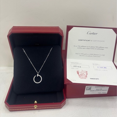 Cartier卡地亞 juste un clou系列白金滿鑽釘子項鍊，24年保卡