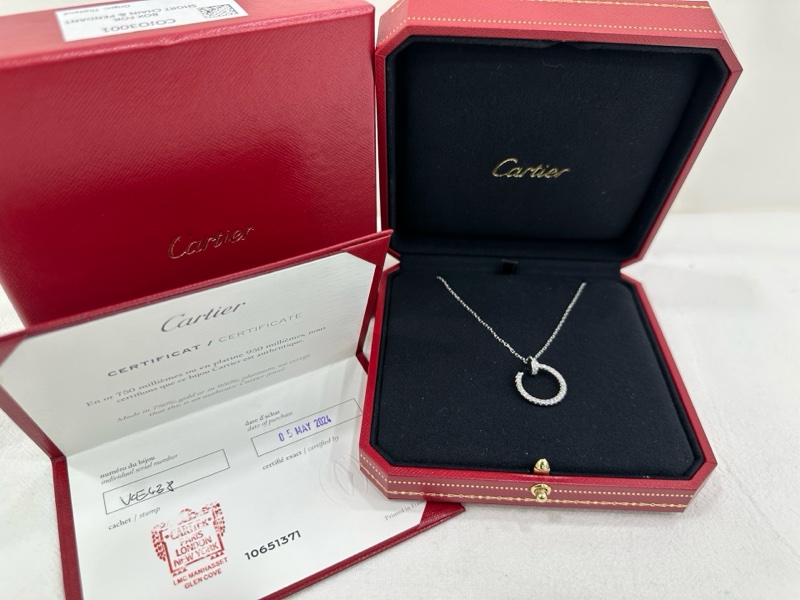 Cartier卡地亞 juste un clou系列白金滿鑽釘子項鍊，24年保卡-1