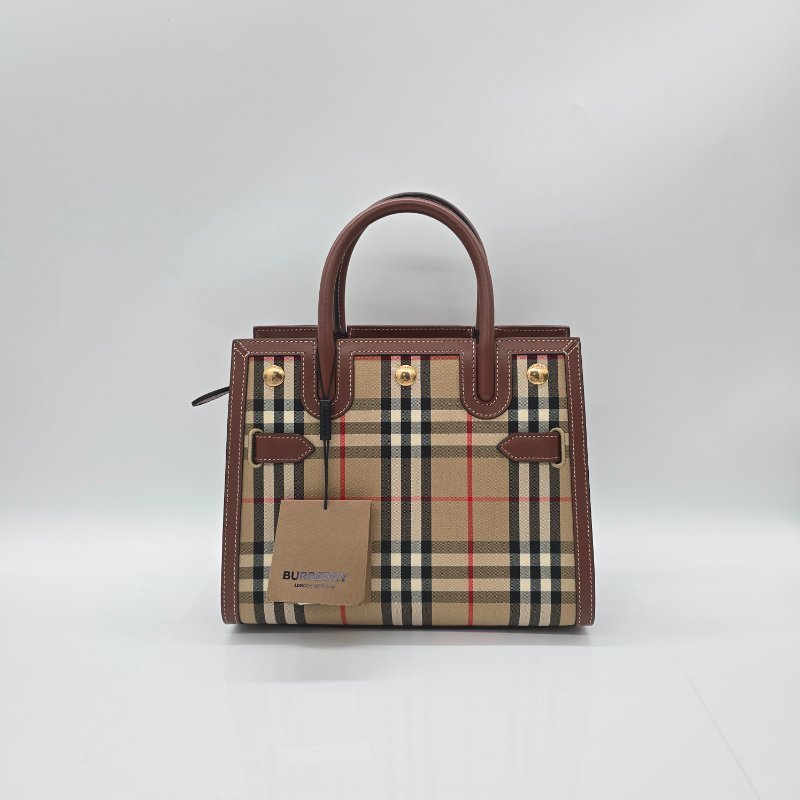 Burberry 巴寶莉 新款迷你 Vintage 格紋 雙提把 Title 手提包 肩背包-7