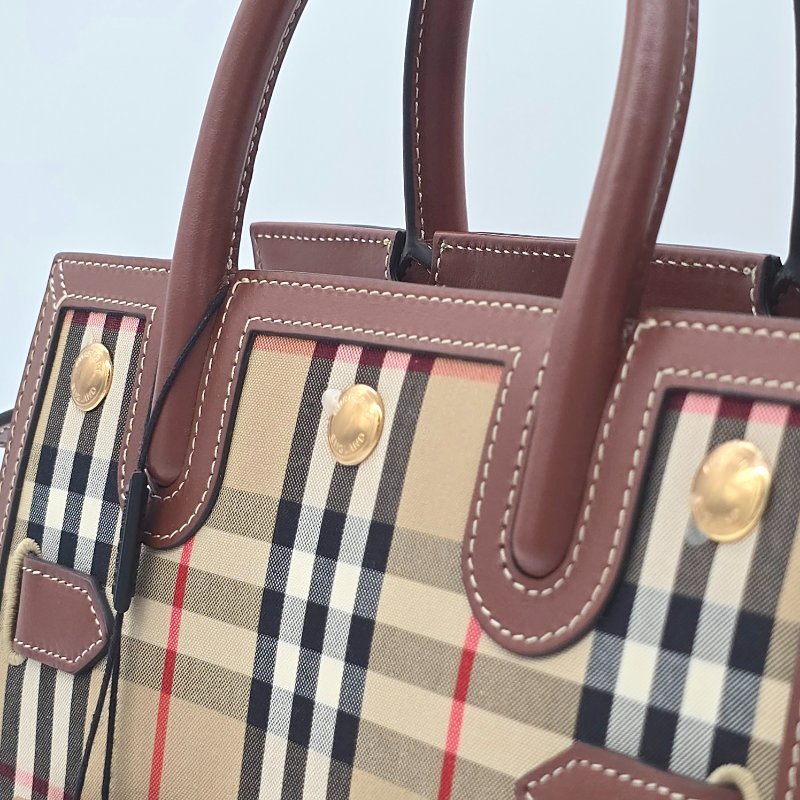 Burberry 巴寶莉 新款迷你 Vintage 格紋 雙提把 Title 手提包 肩背包-14