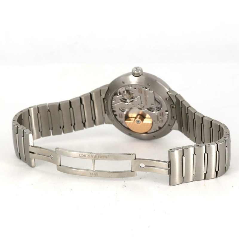 路易威登 Tambour 自動機械錶,精鋼藍色 W1ST20 不鏽鋼腕錶-7