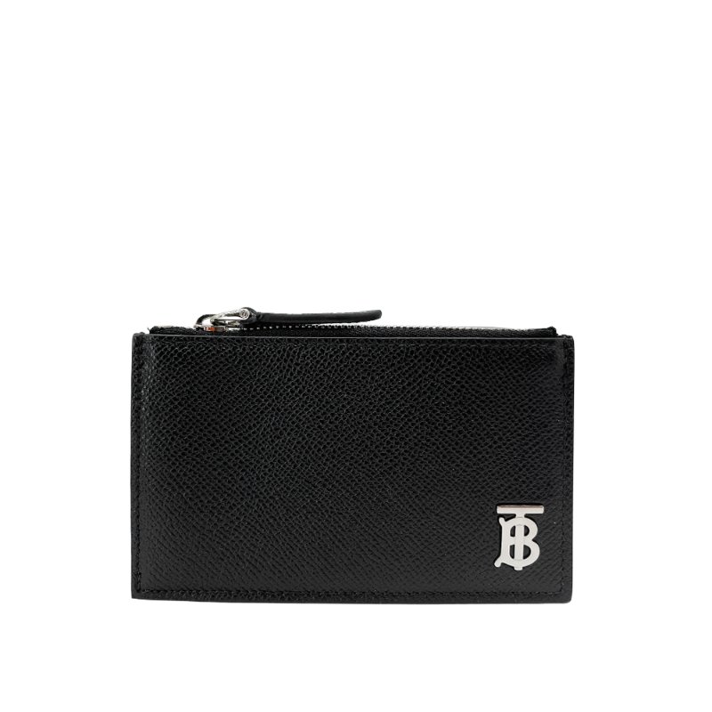 Burberry 展示品 TB銀logo拉鍊零錢卡片包(8062687-黑)-0