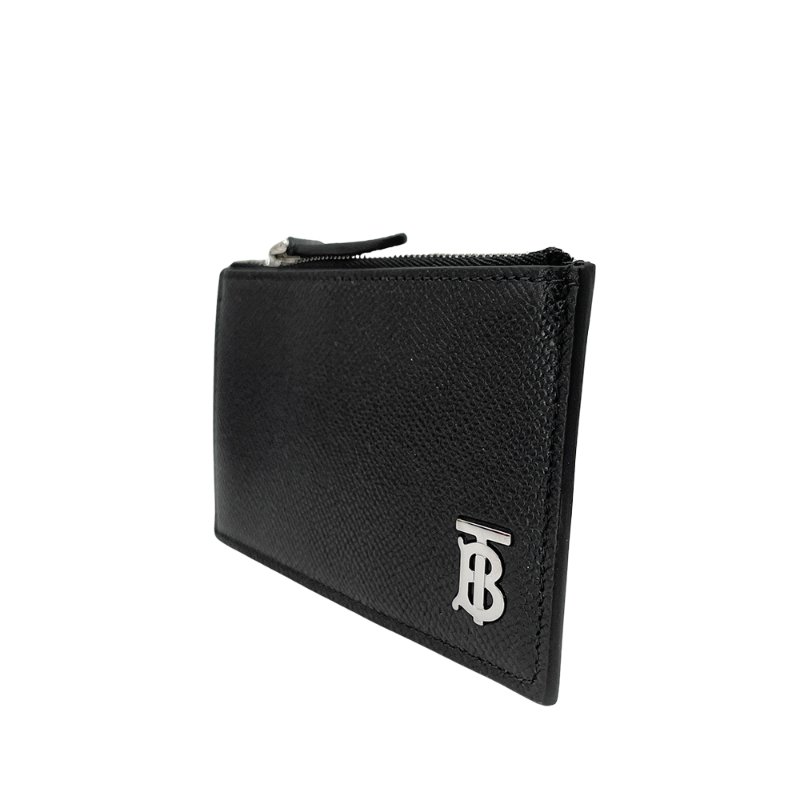 Burberry 展示品 TB銀logo拉鍊零錢卡片包(8062687-黑)-1